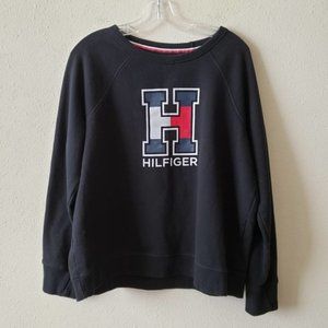 Tommy Hilfiger Sport Women's Crewneck Monogram Logo Sweatshirt in Black Size XL